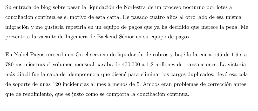 Apertura de carta escrita para un puesto de pagos: arranca con la migración de liquidación de la empresa y con las cifras de latencia del cobro y de cargos duplicados
